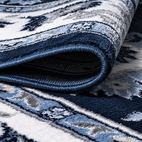 JONATHAN Y Cherie French Cottage Navy/Ivory Runner Rug, 2x10, Vintage, Bohemian, Easy-Cleaning for Living Room, Bedroom, Kitchen, Pet Friendly, Non-Shedding (MDP505E-210) - color: Navy/Ivory, size: 2' x 10' (Runner)