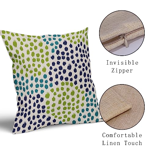 Blue Green Teal Pillow Covers 16x16 Set of 2 Boho Dot Print Summer Decorative Throw Pillows Outdoor Modern Art Trendy Pillowcase Holiday Cushion Cover Linen Pillow Case Decor for Home Sofa Couch Bed - color: Blue Green Teal Dots, size: 16" x 16" (Pack of
