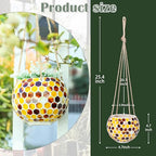 Hanging Planter Mosaic Garden Pot Small Flower Pot for Indoor Plant Disco Ball Hanging Planter with Drainage Yellow Bee - color: Yellow