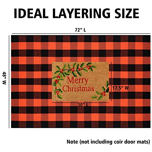Fall Plaid Area Rug 4x6 Ft, Orange and Black Buffalo Check Large Farmhouse Cotton Rug, Hand-Woven Washable Indoor Outdoor Carpet for Halloween Thanksgiving Autumn Porch Patio Decor - color: Orange & Black, size: 4' x 6' (Rectangular)