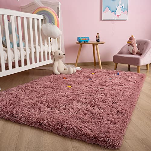 Kelarea Area Rug for Living Room, 4x6 Non-Slip Blush Pink Rug Fluffy Soft Shag Rugs, Fuzzy Shaggy Plush Carpet for Bedroom, Nursery Rooms, Home Dorm - color: Blush, size: 6' x 4' (Rectangular)
