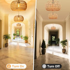 Hanging Lamps Rattan Pendant Light Hanging Lights 16.4ft Plug in Cord Pendant Light Fixture Plug Into Wall Outlet Pendant Lighting with On Off Switch for Bedroom Living - size: 12.6 Inch-Drum Shade