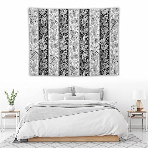 KANEPE Boho Tapestry Black White Paisley Flowers Pattern Wall Hanging Tapestries Home Decor for Living Room Bedroom Apartments Farmhouse Dorm,40inx30in (102×76cm)【Small】 - color: Boho-5, size: 40Wx30L