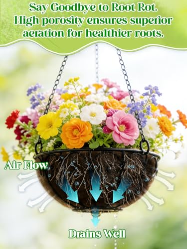ANPHSIN 4Pcs 18inch Coconut Liners for Hanging Baskets Planters - Made of 100% Natural Coco Coir Fiber, Thick Breathable Round Liner for Outdoor Porch Garden Flower - size: 18in