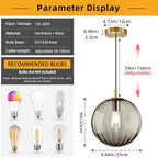 Modern Smoke Grey Glass Pendant Light, Kitchen Island Lighting 2-Pack Globe Pendant Light Fixtures Century Kitchen Island Pendant Lighting for Bedroom Living Dining Room Light Fixture (Without Bulb) - color: BW-Smoky Gray-1 Light-2PC