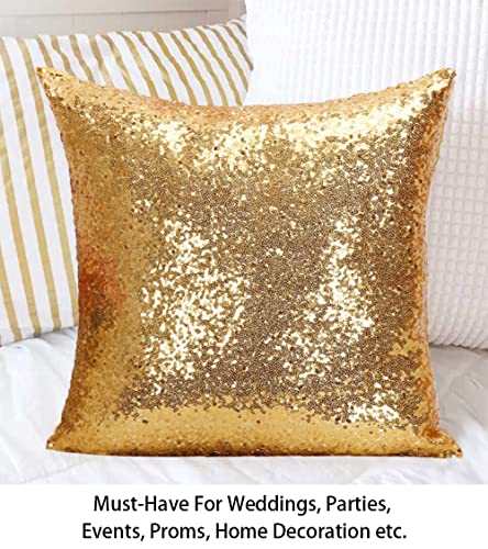 ShinyBeauty Glitter Sequin Pillow Covers 18x18 Inch Set of 1 - Gold Sparkling Throw Pillowcase for Home Decor, Christmas Wedding, Birthday Party Supplies (Luxury Bedroom Couch Decorations) - color: Gold, size: 18" x 18" (Pack of 1)