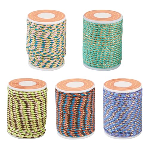 21 Yards 1.5mm 4-Ply Polycotton Cord Handmade Macrame Cotton Cord 5 Colors Golden Thread Twisted Braid String for DIY Bracelet Necklaces Crafts Wall Hangings Home Decor - color: Yellow, size: 1.5mm