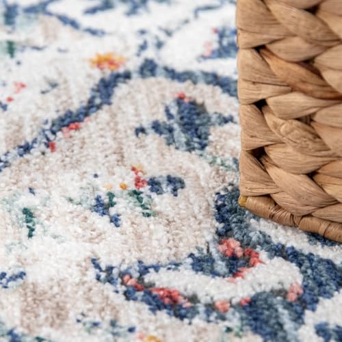 Paco Home Vintage Rug Oriental Design with Modern Ornaments in Faded Blue, Size: 5'3" x 7'7" - color: Blue, size: 5'3" x 7'7" (Rectangular)