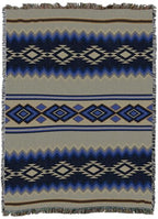 Pure Country Weavers Lapis Chevron - Western Tapestry Throw Blanket Woven from Cotton - Made in The USA (72x54) - color: Lapis Chevron