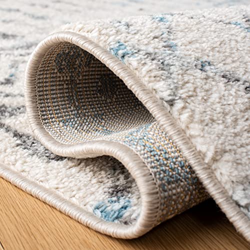 SAFAVIEH Tulum Collection Accent Rug - 2' x 5', Ivory & Turquoise, Moroccan Boho Distressed Design, Non-Shedding & Easy to Clean, Ideal for Front Door, Kitchen, Entryway, Foyer (TUL270B) - color: Ivory/Turquoise, size: 2' x 5' (Rectangular)