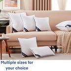 Siluvia 18"x18" Pillow Inserts Set of 2 Decorative Square Throw 18" Pillows with 100% Cotton Cover for Sofa, Couch, and Bed - White - size: 18x18 Inch (Pack of 2)