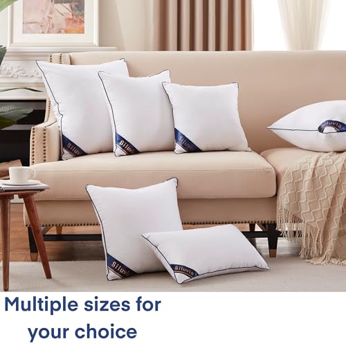 Siluvia 18"x18" Pillow Inserts Set of 2 Decorative Square Throw 18" Pillows with 100% Cotton Cover for Sofa, Couch, and Bed - White - size: 18x18 Inch (Pack of 2)