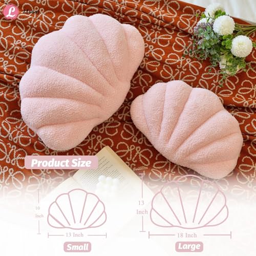 Lfsaaj Pink Seashell Throw Pillows, Shell Shaped Throw Pillows, 18 Inch Soft Home Decorative Pillow Plush Cushion for Bed Couch Living Sofa Room Decor Accent Throw Pillow (Pink 18Inch) - color: Pink, size: Large-18Inch