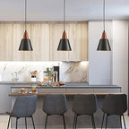 2 Pack Pendant Lights, Black Pendant Lights Kitchen Island,Wood Dome Minimalist Industrial Ceiling Hanging Lights for Kitchen Island, Barn, Dining Room, Living Roo m, Bedroom - color: Black