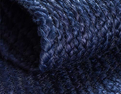 Unique Loom Braided Jute Collection Area Rug - Dhaka (2' 7" x 6' 1" Runner, Navy Blue) - color: Navy Blue, size: 2'7" x 6'1" (Runner)