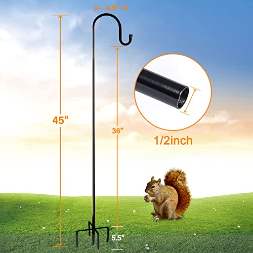 Ottsuls Bird Feeder Pole, 45 INCH Heavy Duty Shepherds Hooks for Outdoor with 5 Prong Base, Adjustable Stand Hanger for Garden Plant, Hummingbird Feeder, Lantern, Hanging Wedding Decor (2 Pack) - size: 45 INCH, style: A-2 Pack