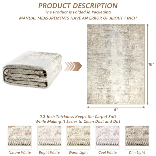 Capslpad 8x10 Abstract Area Rug, Non-Slip Washable Foldable Rug, Low Pile Ultra Soft Non-Shedding, Modern Beige Stain Resistant Large Rug for Living Room, Bedroom, Office, Dining, Room - color: Beige, size: 8' x 10' (Rectangular)
