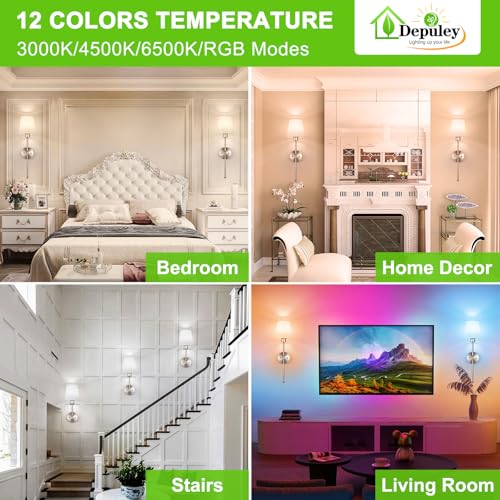 Depuley Battery Operated Wall Sconce: Set of 2 Wireless Wall Lights with Remote for Bedroom - 12 Colors Rechargeable Wall Lamp for Living Room Dining Room Hallway Bathroom Staircases - Nickel 24 Inch - color: Brushed Nickel, size: 24 Inch Set of 2