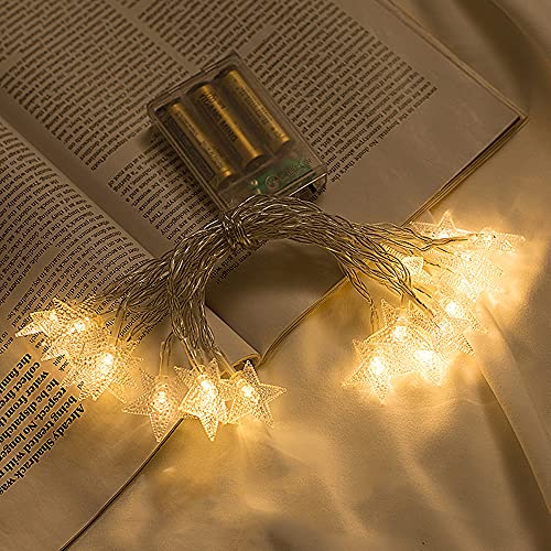 Yummuely Star String Lights 10Ft 20 LED Fairy Lights Battery Operated Waterproof Indoor Outdoor Twinkle Christmas Lights for Bedroom Party Wedding Xmas Tree Decoration (Warm White) - size: Star Lights