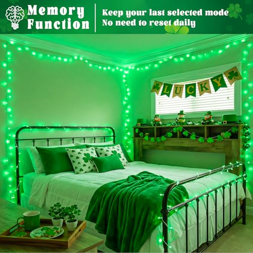 132FT 400 LED Outdoor String Lights, Plug in Christmas Lights Indoor Waterproof, 8 Modes Clear Wire String Lights for Outside Home Patio Garden Party Holiday Decorations, Green - color: Green, size: 132ft 400LED