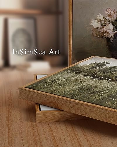 InSimSea Framed Canvas Wall Art, Countryside Field Modern Farmhouse Decor, Canvas Wall Art for Bedroom, French Country Decor, 24"x36" - color: Grassland, size: 36"L x 24"W