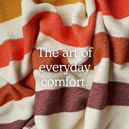 Canyon Glow Striped Afghan Throw Blanket | Thick & Cozy | Cotton USA Made (73x48) - color: Canyon Glow