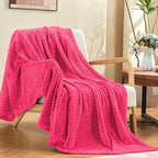 inhand Hot Pink Fleece Twin Blanket, Lightweight Leaves Pattern Fuzzy Blanket for Couch Sofa, All Season Use, 60 x 90 Inches - color: Hot Pink, size: Twin/Twin XL-60x90 IN
