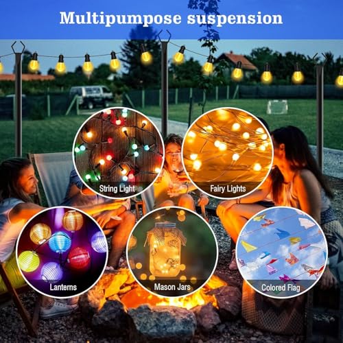 SINLEY 2 Pack String Light Poles,10 Ft Metal Poles with Fork for Outdoor String Lights,Outdoor Light Poles with Fork,Poles/Post/Stand for Outside,Patio,Deck,Backyard,Garden Wedding,Party - style: 2 Pack Poles