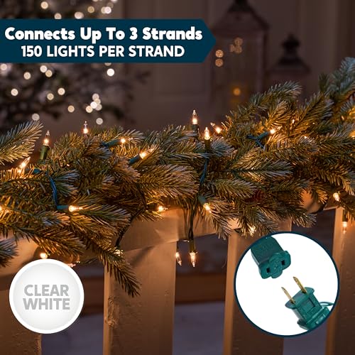 Joiedomi Clear Christmas String Lights Indoor,150 Count Mini White Fairy Light,31.2FT Lighting Decor for Patio Dorm Classroom Bedroom Holiday Wedding Party Garland Birthday Festival,Green Wire - size: 150 Lights