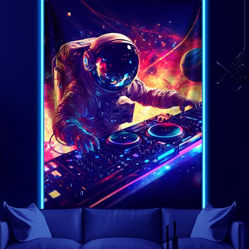 NYZE Astronaut Space Tapestry for Bedroom, Glow in the Dark Room Decor Wall Tapestries, Cool Galaxy Planet Wall Hanging, Wall Hanging for Men Guys Gamer Room Dorm Living Room 60in×80in - color: Astronaut G, size: 60"L x 80"W