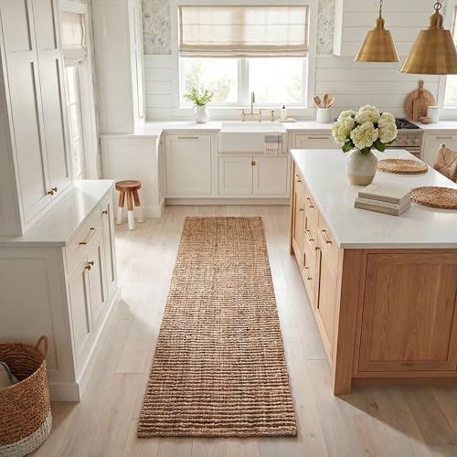 SAFAVIEH Natural Fiber Collection Runner Rug - 2'6" x 6', Natural Brown, Handmade Jute, Farmhouse Style, Chunky Textured Thick Pile (NF447A) - color: Natural, size: 2'6" x 6' (Runner)