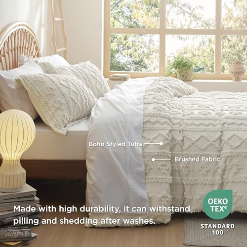 Bedsure Boho Twin Duvet Cover, Soft & Comfortable Elegant Design Boho Bedding for Decoration, Machine Washable Comforter Cover for All Seasons,Includes 1 Duvet Cover & 1 Pillow Sham,Beige - color: 01 - Beige - Elegant (No Comforter), size: Twin/Twin XL (6