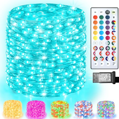Lovelite 400 LED Christmas Fairy Lights Color Changing, 131 FT 35 Colors String Lights with Remote Silver Wire, Waterproof Fairy Light Plug in for Halloween Xmas Party Bedroom Wedding Indoor Decor - size: 400LED/131FT (Adapter)