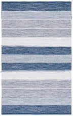 SAFAVIEH Striped Kilim Collection Area Rug - 6' x 9', Grey & Blue, Flat Weave Cotton Design, Easy Care, Ideal for High Traffic Areas in Living Room, Bedroom (STK804M) - color: Grey/Blue, size: 6' x 9' (Rectangular)