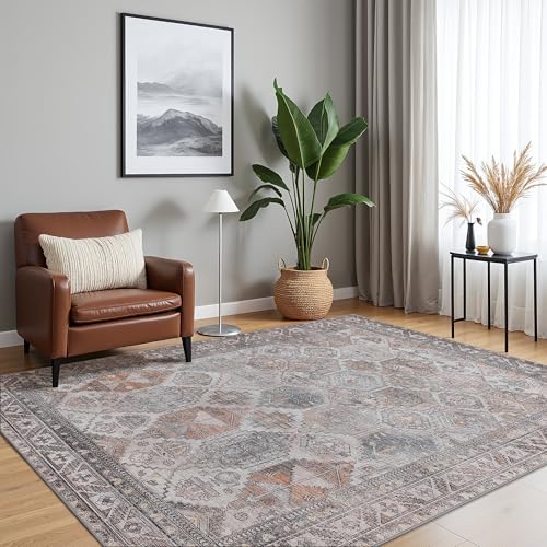 Bavni Kitchen Rug 2x5 Runner Rugs for Hallways Entryway, Washable Vintage Print Carpet, Ultra-Thin Chenille Low Pile Lightweight Rug with Non Slip Backing, Retro Grey - color: Retro Grey, size: 2' x 5' (Rectangular)