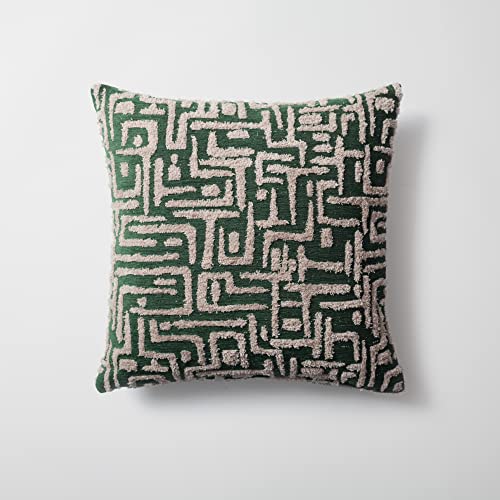 Woven Jacquard Throw Pillow Cover, Pack of 1 Geometric Pattern Textured Decorative Cushion Covers for Sofas, Couches, Fade Resistant Pillow for Sofa & Couch, Gilda, Green, 18x18 Inch - color: Green