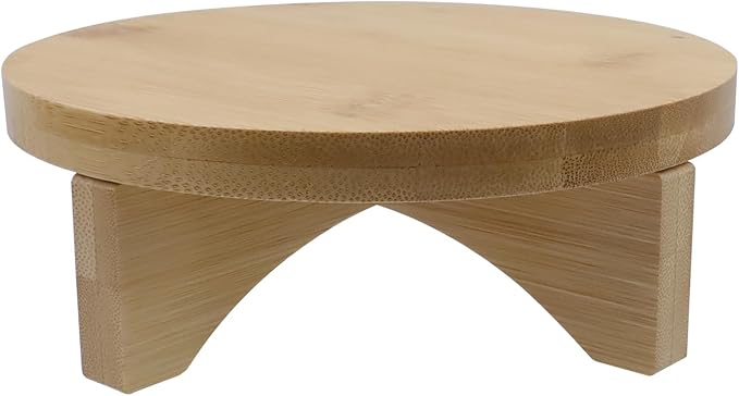 Oedema 6 Inch Indoor Plant Stand Round Solid Wood Flower Stand Mid Century Modern Plant Stand for Displaying, Small Plants, Desktop, Office & Home Decor