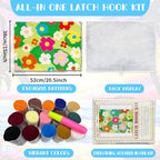 ORIGACH Grassland & Flowers Latch Hook Rug Kit for Adults Printed Rug Making Kit Handmade Carpet Tapestry Cover with Hook Latch and Preprinted Canvas, Home Arts Crafts Sofa Decor, 20.5x15inch - style: Grassland & Flowers