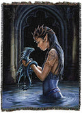 Pure Country Weavers Water Dragon XL Woven Blanket by Anne Stokes - Fantasy Gift Cotton Tapestry Throw - Made in The USA - 82" x 62" - color: Water, size: 82" x 62"
