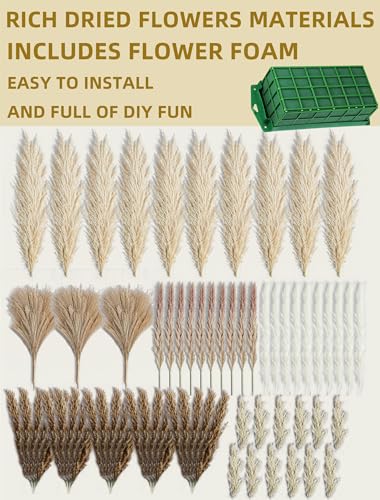 Fluffy Boho Wall Decor - DIY Pampas Grass Kits,Need to Assemble,Decorative Pampas Cloud,Mirror Decorative,for Entryway Bedroom Living Room Bathroom House Warming Gifts New Home Essential - size: X-Large