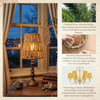 6 Pcs Small Rattan Bell Lamp-Shade, Rattan Lamp Shade,Boho Lamp-Shades Replacement Bohemian Style Light-Shade Replacement for Floor Lamp Pendant Light Wall Sconces(Rattan,Brown,Clip on)