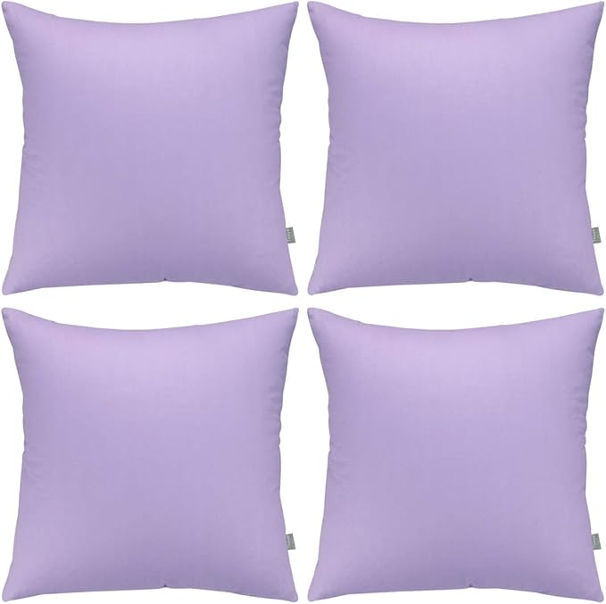 Thmyo 4-Pack 100% Cotton Comfortable Solid Decorative Throw Pillow Case Square Cushion Cover Pillowcase Sublimation Blank Pillow Covers DIY Throw Pillowcase for Sofa(18x18inch/45x45cm,Light Purple)