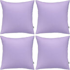 Thmyo 4-Pack 100% Cotton Comfortable Solid Decorative Throw Pillow Case Square Cushion Cover Pillowcase Sublimation Blank Pillow Covers DIY Throw Pillowcase for Sofa(18x18inch/45x45cm,Light Purple)