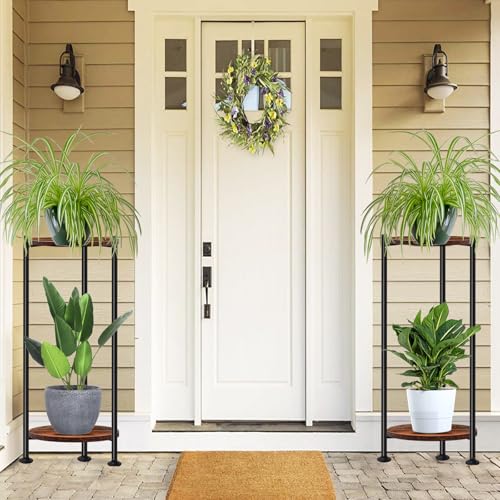 Lilybud--lily 2-Pack Plant Stand Indoor Outdoor, 30'' Tall Plant Stands for Indoor Plants, Heavy Duty Indoor Plant Shelf, 2 Tier Flower Stand for Living Room, Balcony, Deck(Brown) - color: dark brown-2 pack