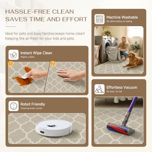 PureCozy Beige 2x3 Rug for Entryway Machine Washable Small Area Rug Non-Slip Stain Resistant Door Mat Low Pile Accent Indoor Throw Carpet for Entrance Kitchen Bedroom Laundry - color: Lantern&beige, size: 2' x 3' (Rectangular)