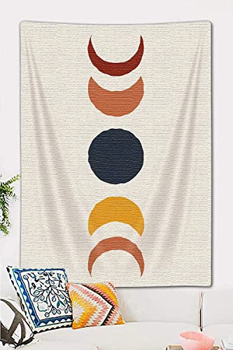 JAWO Boho Moon Phase Vertical Tapestry, Vintage Abstract Rainbow Aesthetic Tapestry Wall Hanging for Bedroom, Retro 70s Mid Century Modern Decor Art Tapestries Poster Blanket College Dorm (40"X60") - color: Moon, size: 60"L x 40"W