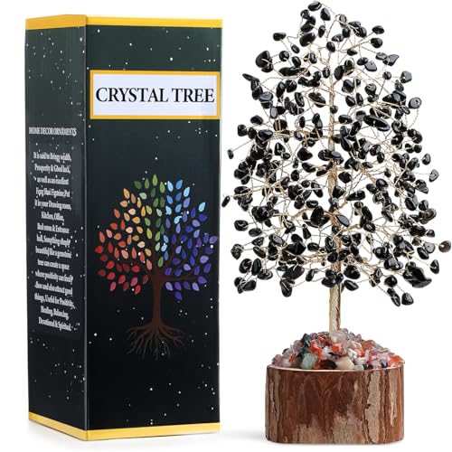 MAIBAOTA Black Obsidian Crystal Tree of Life Black Office Home Decor Good Luck Handmade Feng Shui Spiritual Gifts for Women - color: Black02