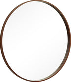 WallBeyond Round Wood Mirror, 36" Round Modern Decoration Large Circle Wall Mirror for Bathroom Living Room Bedroom Entryway, Walnut