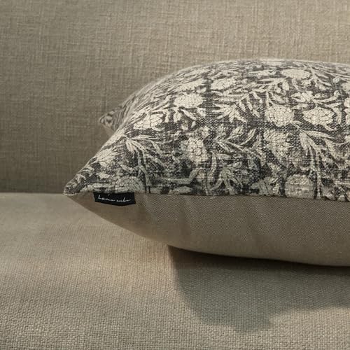 Handblock Printed Vintage Indian Cotton Decorative Throw Pillow Covers, Set of 2 (Shadow Grey, 18" x 18" (Pack of 2)) - color: Shadow Grey, size: 18" x 18" (Pack of 2)