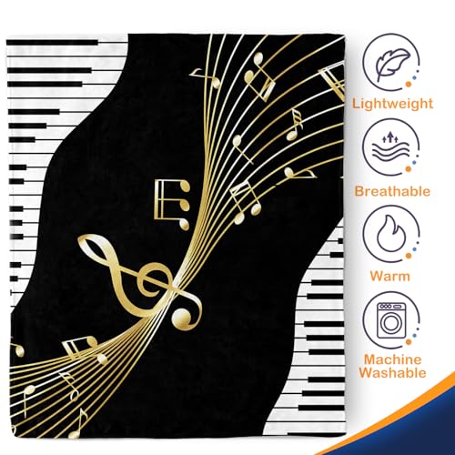 Aimego Music Blanket Gifts for Women Men Music Lovers Gifts Throw Blankets for Teacher Kids Musical Note Themed Piano Soft Cozy Bed Couch Plush Birthday Christmas Lightweight Blanket 50"x60" - color: Music